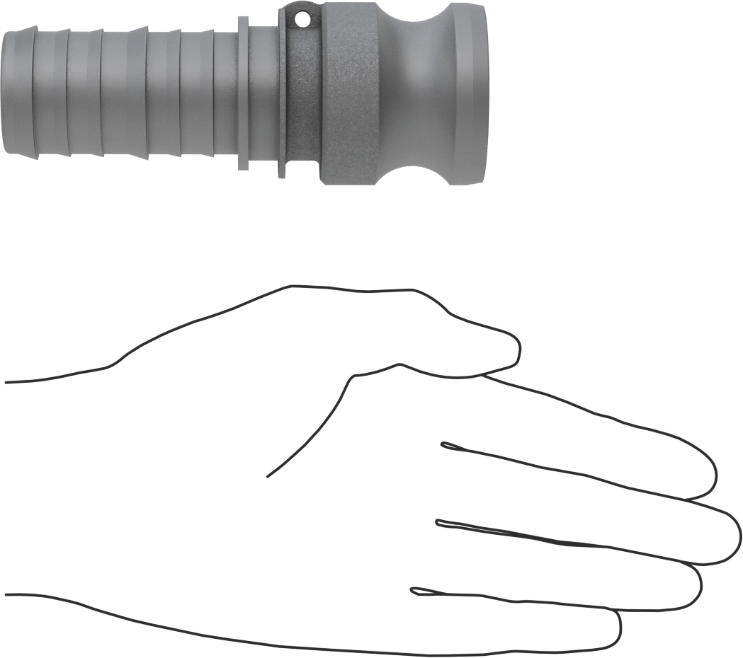 Eloksallı Alüminyum Kam ve Yivli Hortum Bağlantısı, 1-1/4 Boyut, Plug, 1-1/4" Hortum İç Çapı