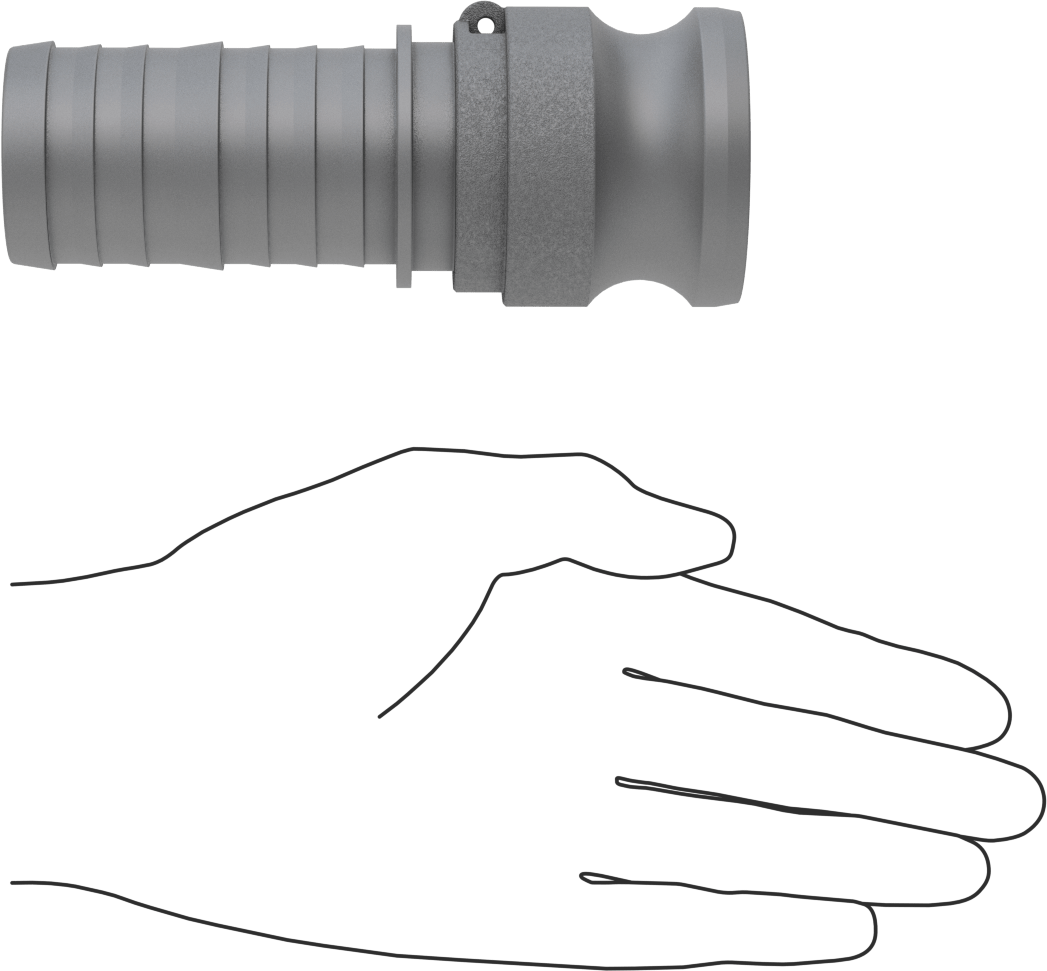 Eloksallı Alüminyum Kam ve Yivli Hortum Bağlantısı, 1-1/2 boyut, Plug, 1-1/2" Hortum İç Çapı