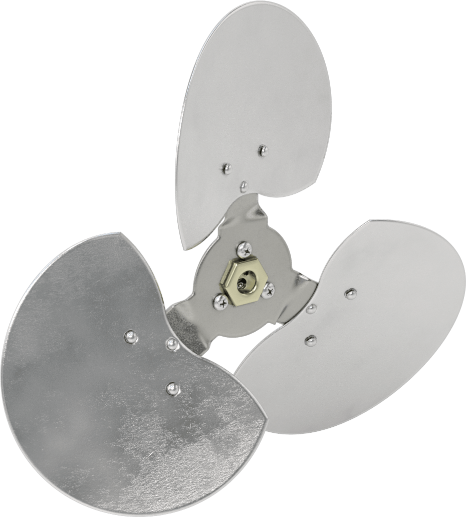 Alüminyum Fan Kanadı, 1/2" Çaplı Yuvarlak Mil için, 12" Bıçak Çapı, 3 Bıçak