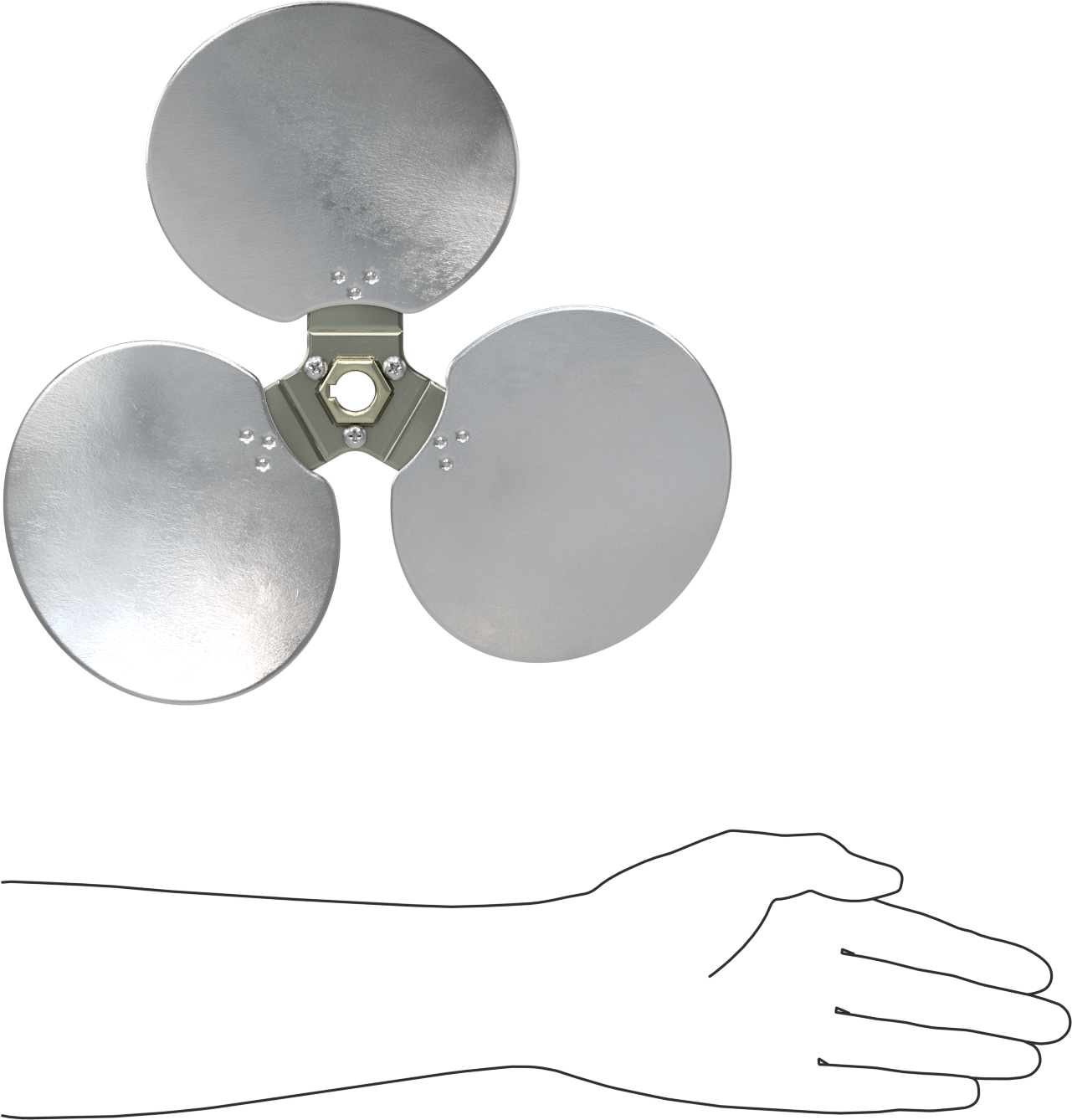 Alüminyum Fan Kanadı, 5/8" Çaplı Yivli Mil için, 12" Bıçak Çapı, 3 Bıçak
