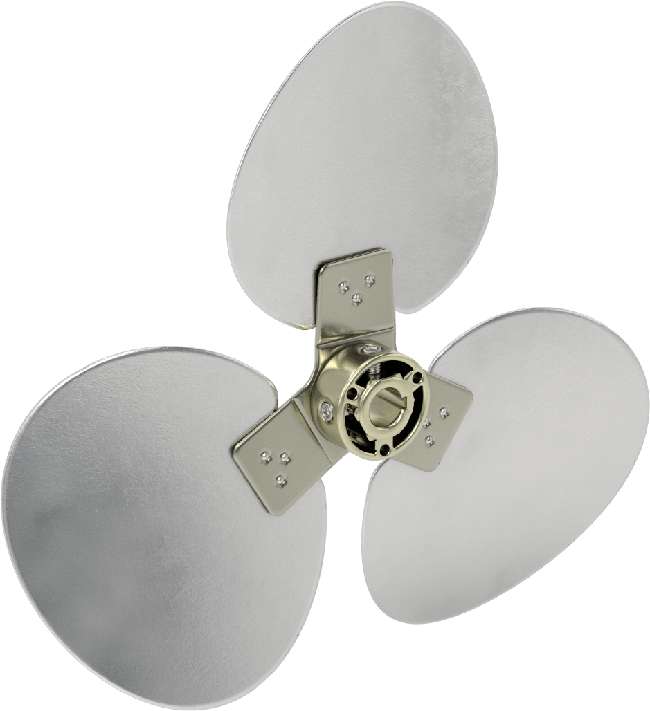 Alüminyum Fan Kanadı, 5/8" Çaplı Yivli Mil için, 12" Bıçak Çapı, 3 Bıçak