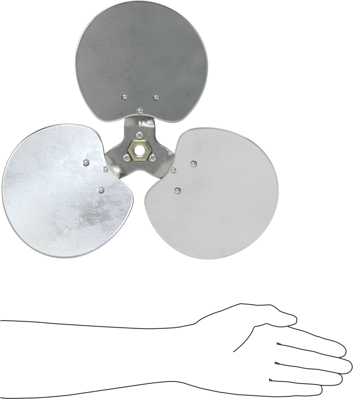 Alüminyum Fan Kanadı, 1/2" Çaplı Yuvarlak Mil için, 14" Bıçak Çapı, 3 Bıçak