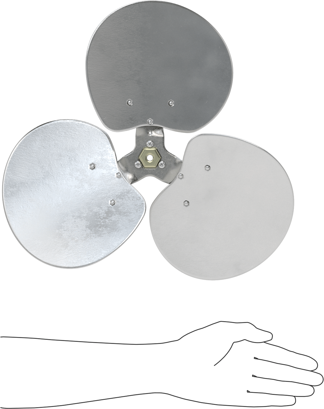 Alüminyum Fan Kanadı, 5/16" Çaplı Yuvarlak Mil için, 16" Bıçak Çapı, 3 Bıçak