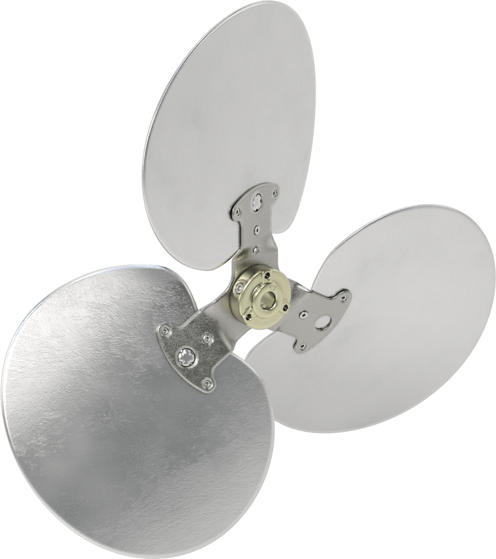 Alüminyum Fan Kanadı, 1/2" Çaplı Yuvarlak Mil için, 16" Bıçak Çapı, 3 Bıçak