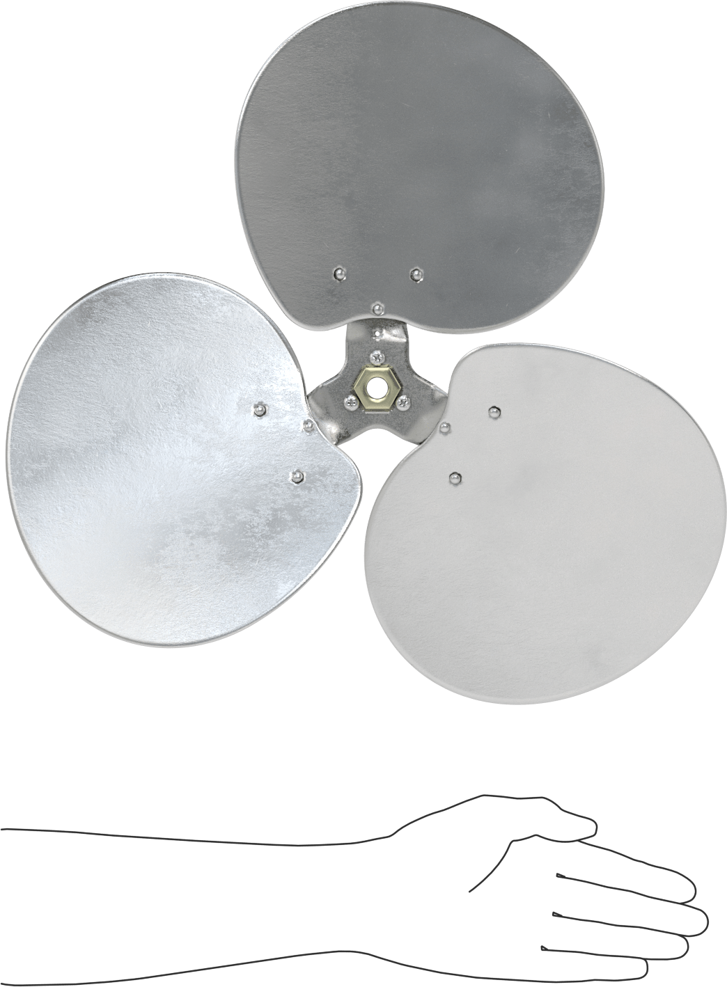 Alüminyum Fan Kanadı, 1/2" Çaplı Şaft için, 18 inç Bıçak Çapı, 3 Bıçak, 23 Derece