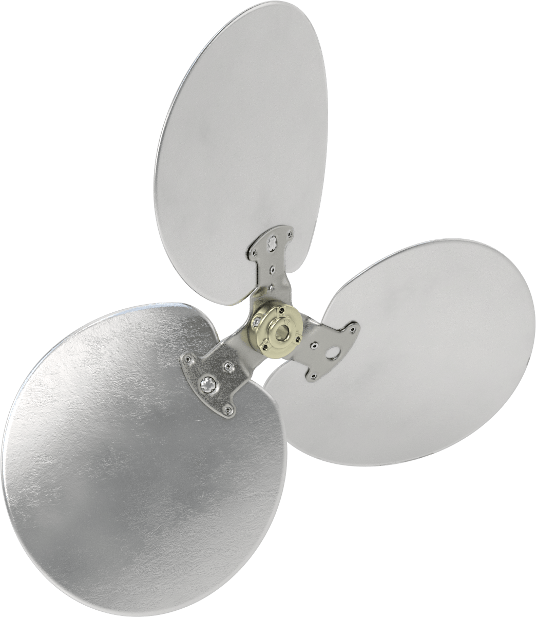 Alüminyum Fan Kanadı, 1/2" Çaplı Şaft için, 20 inç Bıçak Çapı, 3 Bıçak, 23 Derece