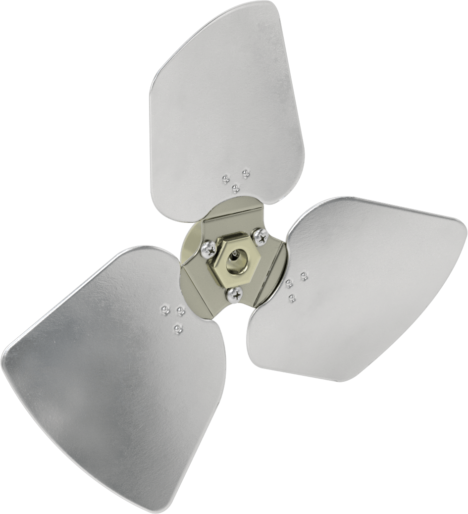 Alüminyum Fan Kanadı, 1/2" Çaplı Yuvarlak Mil için, 10" Bıçak Çapı, 3 Bıçak
