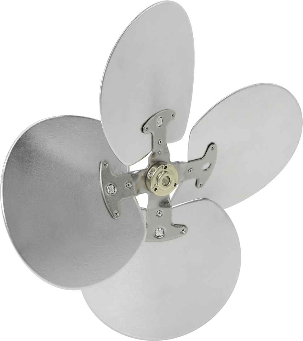 Alüminyum Fan Kanadı, 1/2" Çaplı Yuvarlak Mil için, 18 inç Bıçak Çapı, 4 Bıçak