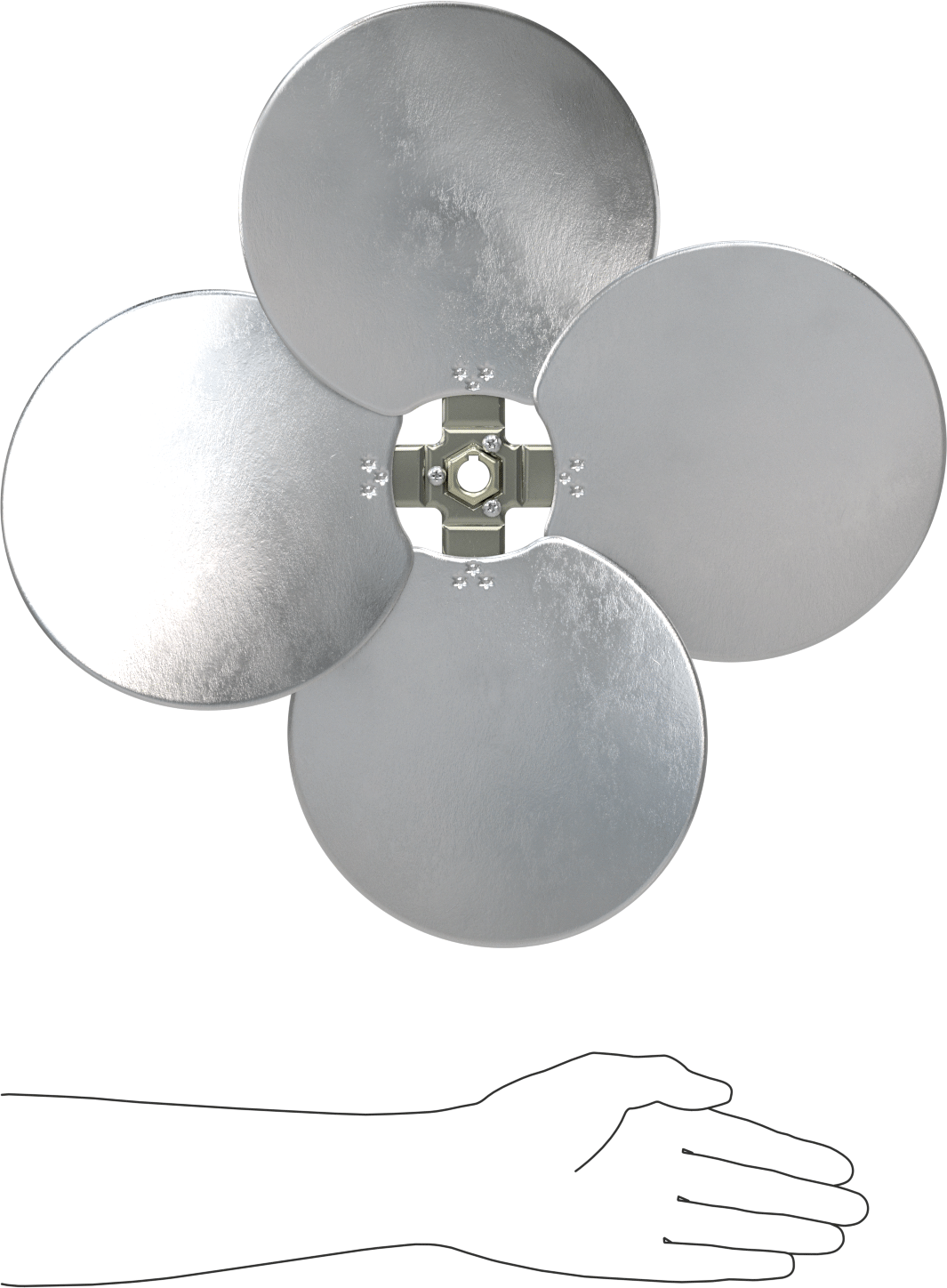 Alüminyum Fan Kanadı, 5/8" Çaplı Yivli Mil için, 18 inç Bıçak Çapı, 4 Bıçak