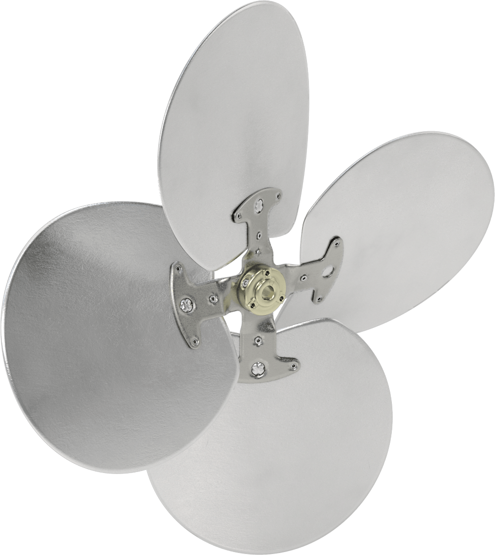Alüminyum Fan Kanadı, 1/2" Çaplı Yuvarlak Mil için, 20 inç Bıçak Çapı, 4 Bıçak