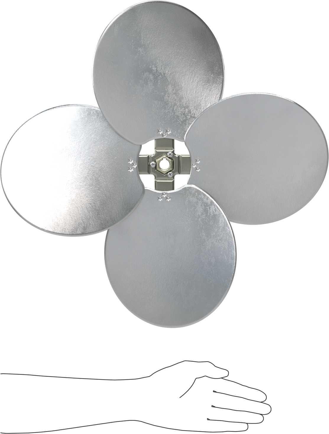 Alüminyum Fan Kanadı, 5/8" Çaplı Yivli Mil için, 20 inç Bıçak Çapı, 4 Bıçak