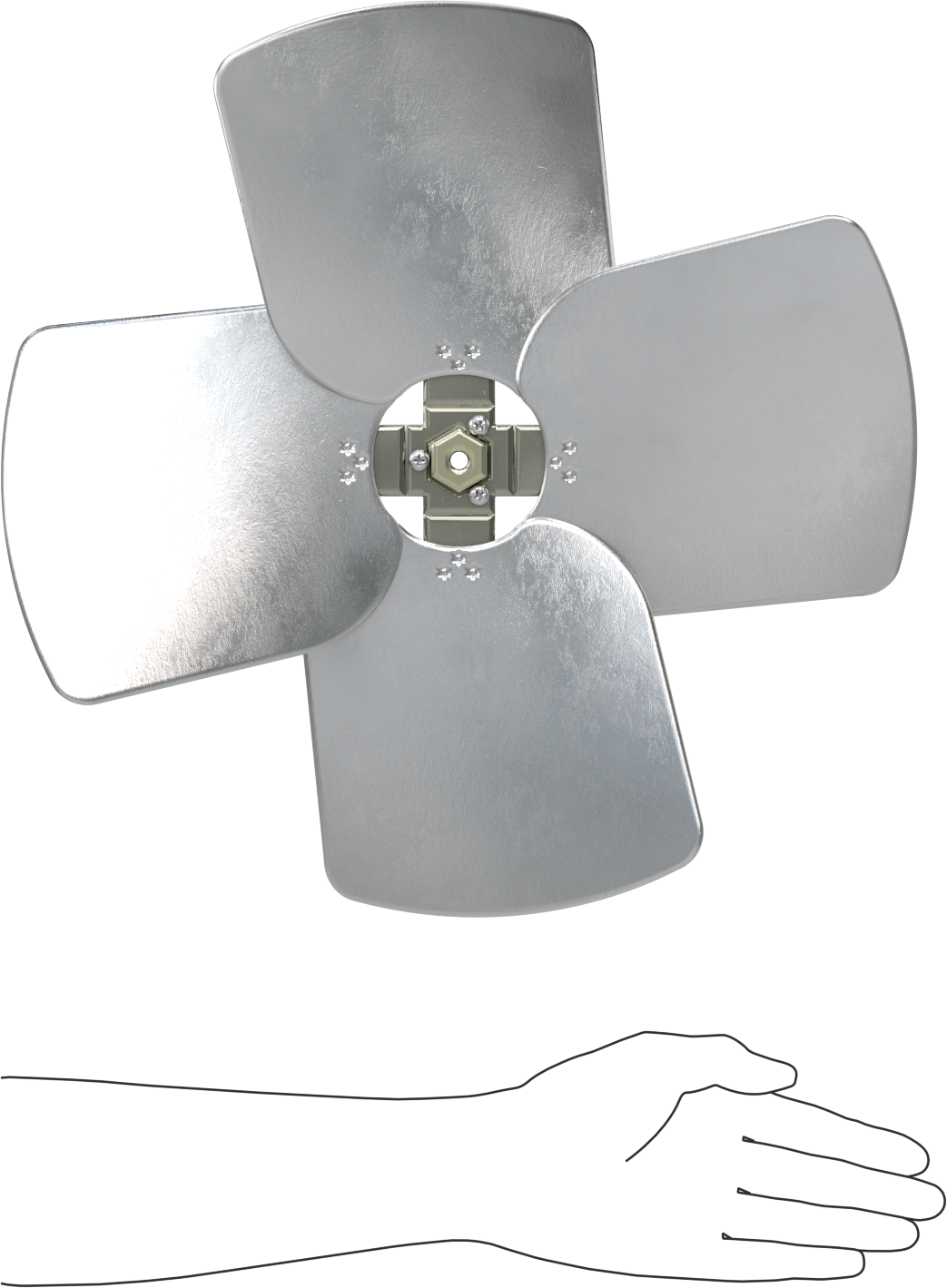 Alüminyum Fan Kanadı, 5/16" Çaplı Yuvarlak Mil için, 16" Bıçak Çapı, 4 Bıçak