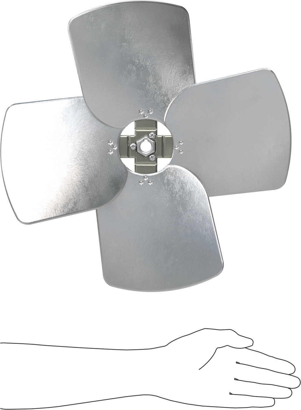 Alüminyum Fan Kanadı, 5/8" Çaplı Yivli Mil için, 16" Bıçak Çapı, 4 Bıçak