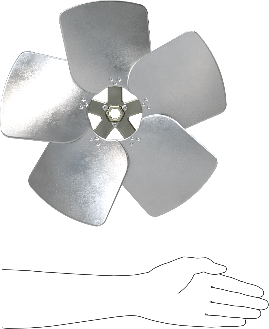 Alüminyum Fan Kanadı, 5/8" Çaplı Yivli Mil için, 14" Bıçak Çapı, 5 adet Bıçak