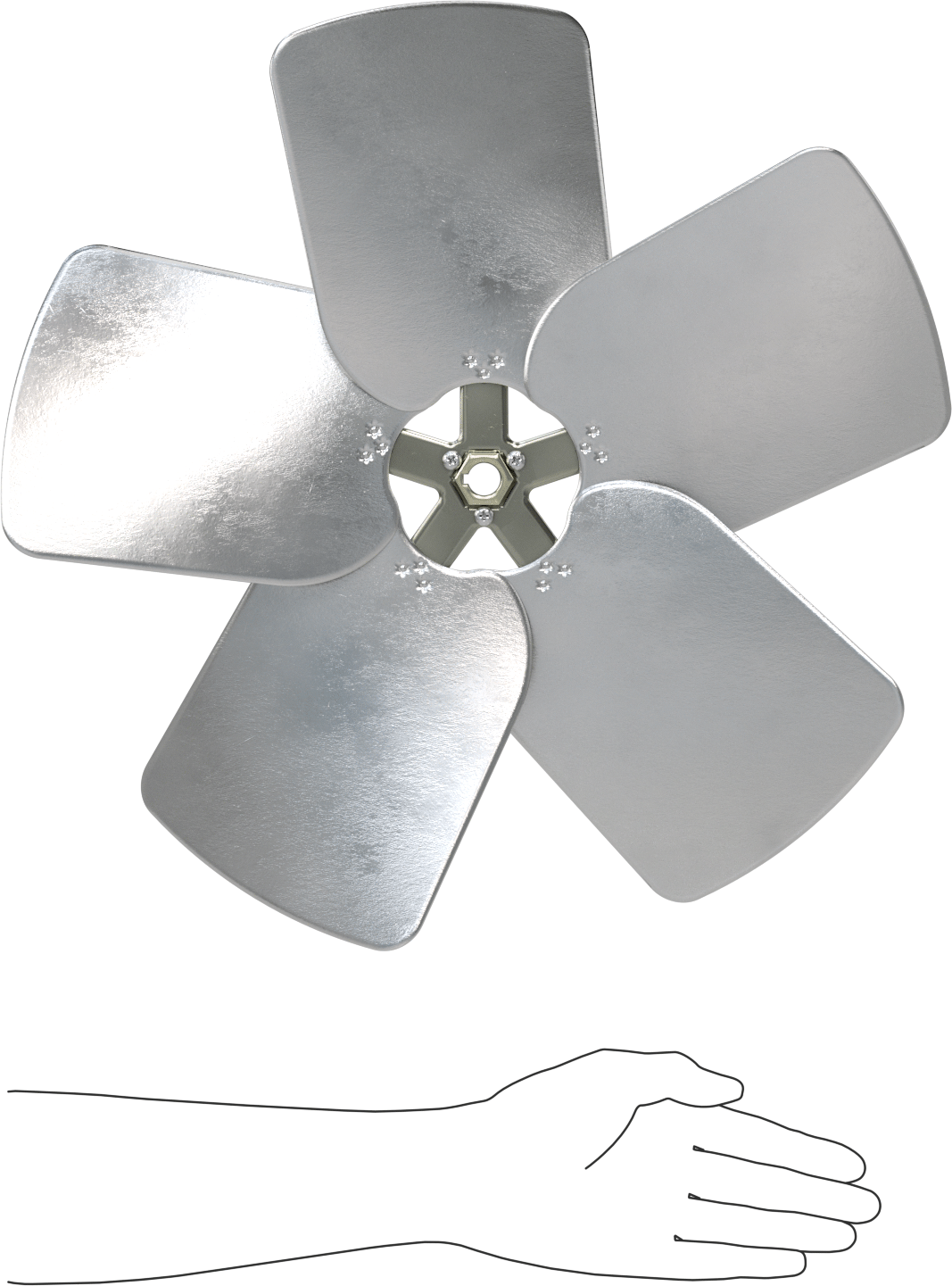 Alüminyum Fan Kanadı, 5/8" Çaplı Yivli Mil için, 18 inç Bıçak Çapı, 5 adet Bıçak
