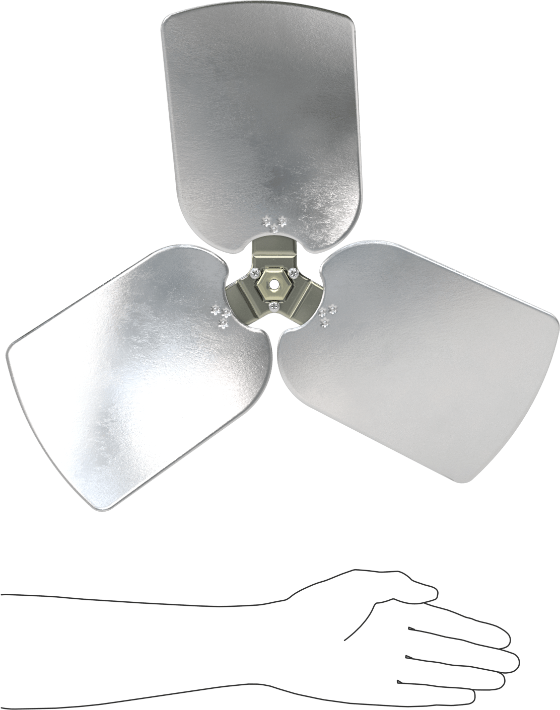 Alüminyum Fan Kanadı, 5/16" Çaplı Mil için, 18 inç Bıçak Çapı, 3 Bıçak, 33 Derece
