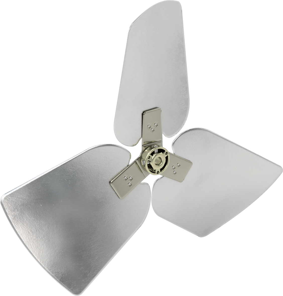 Alüminyum Fan Kanadı, 1/2" Çaplı Şaft için, 18 inç Bıçak Çapı, 3 Bıçak, 33 Derece