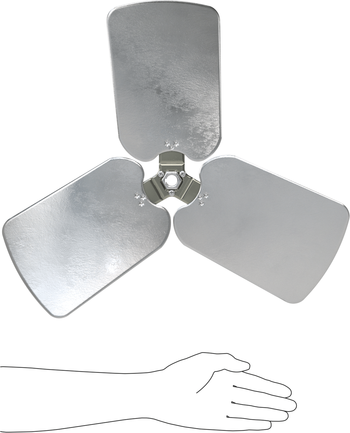 Alüminyum Fan Kanadı, 5/8" Çaplı Anahtar Mili için, 20 inç Bıçak Çapı, 3 Bıçak, 22 Derece
