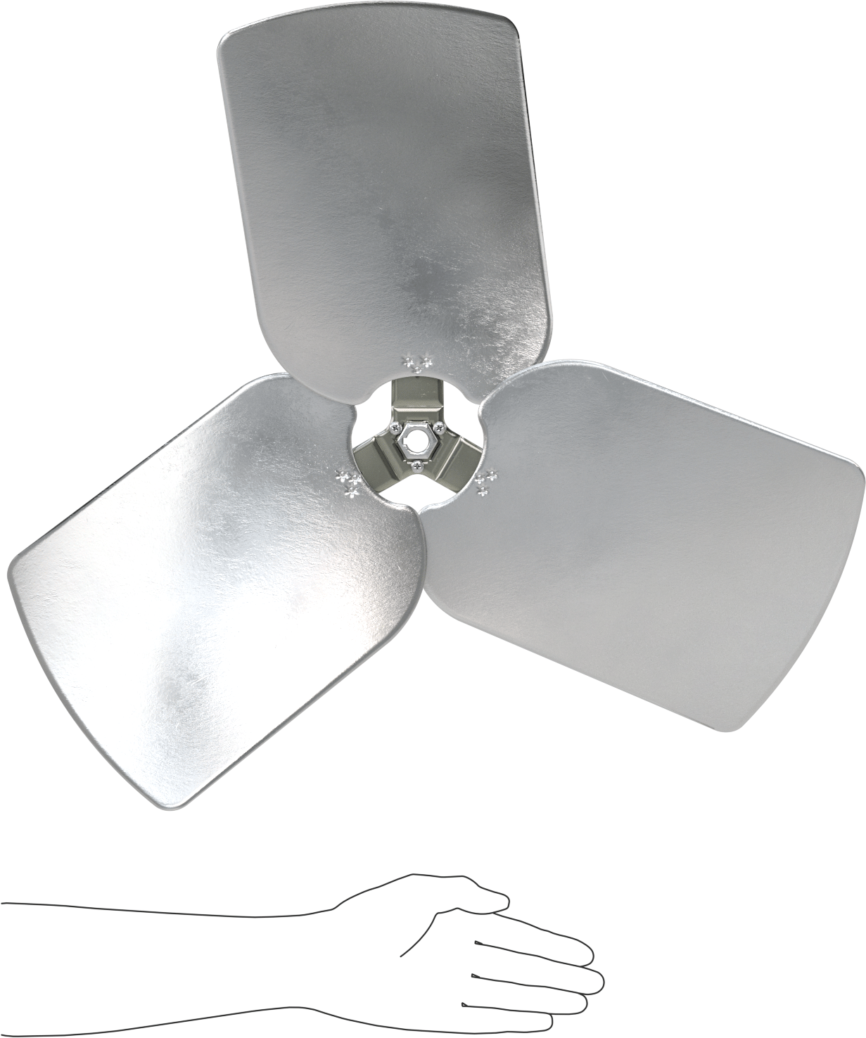 Alüminyum Fan Kanadı, Yüksek Çıkışlı, 5/8" Çaplı Yivli Mil için, 3 Bıçak