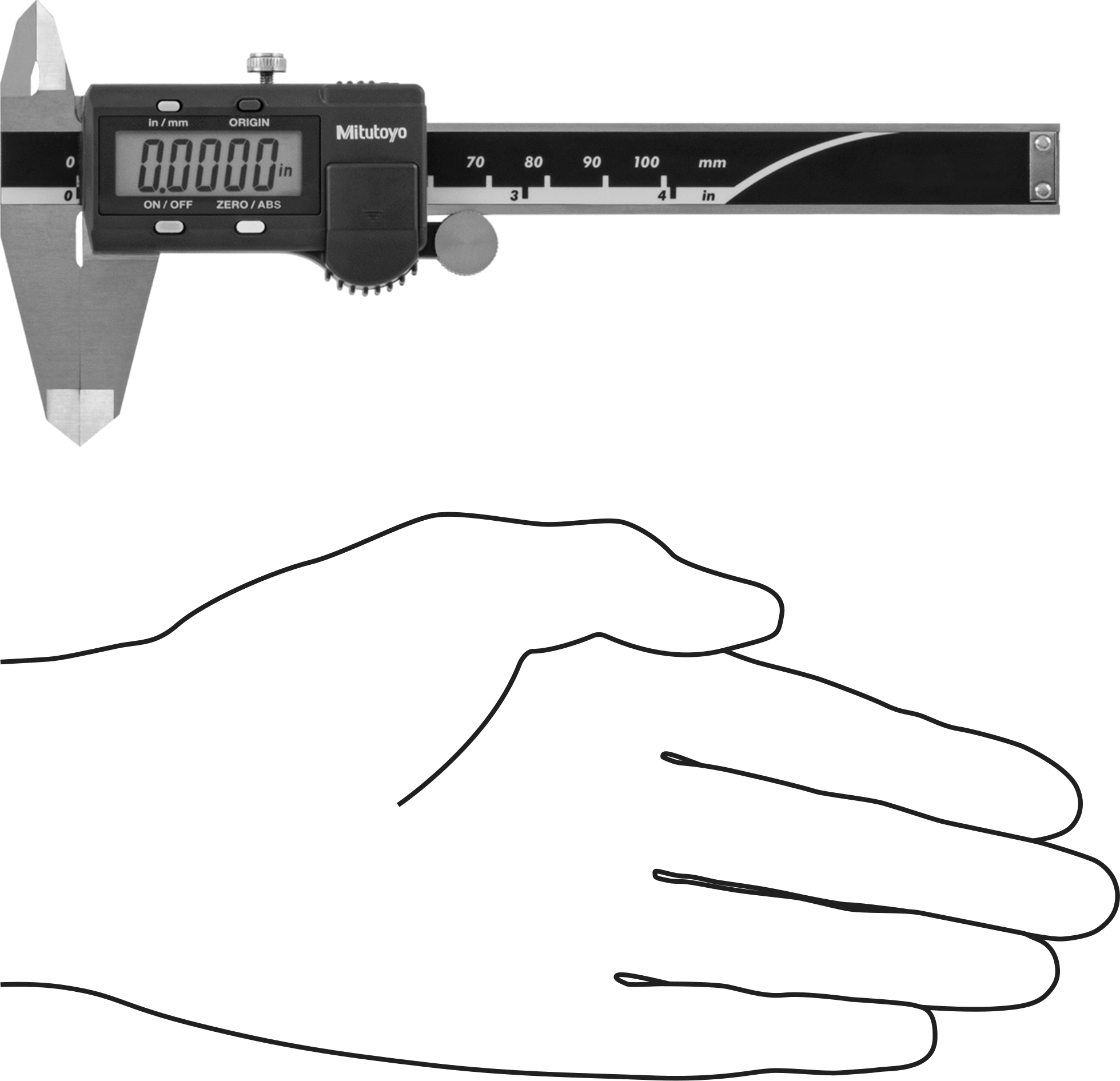 Mitutoyo Dijital Kaliper, SPC Veri Çıkışı ile, 7-1/4" Toplam Uzunluk, Model 500-170-32