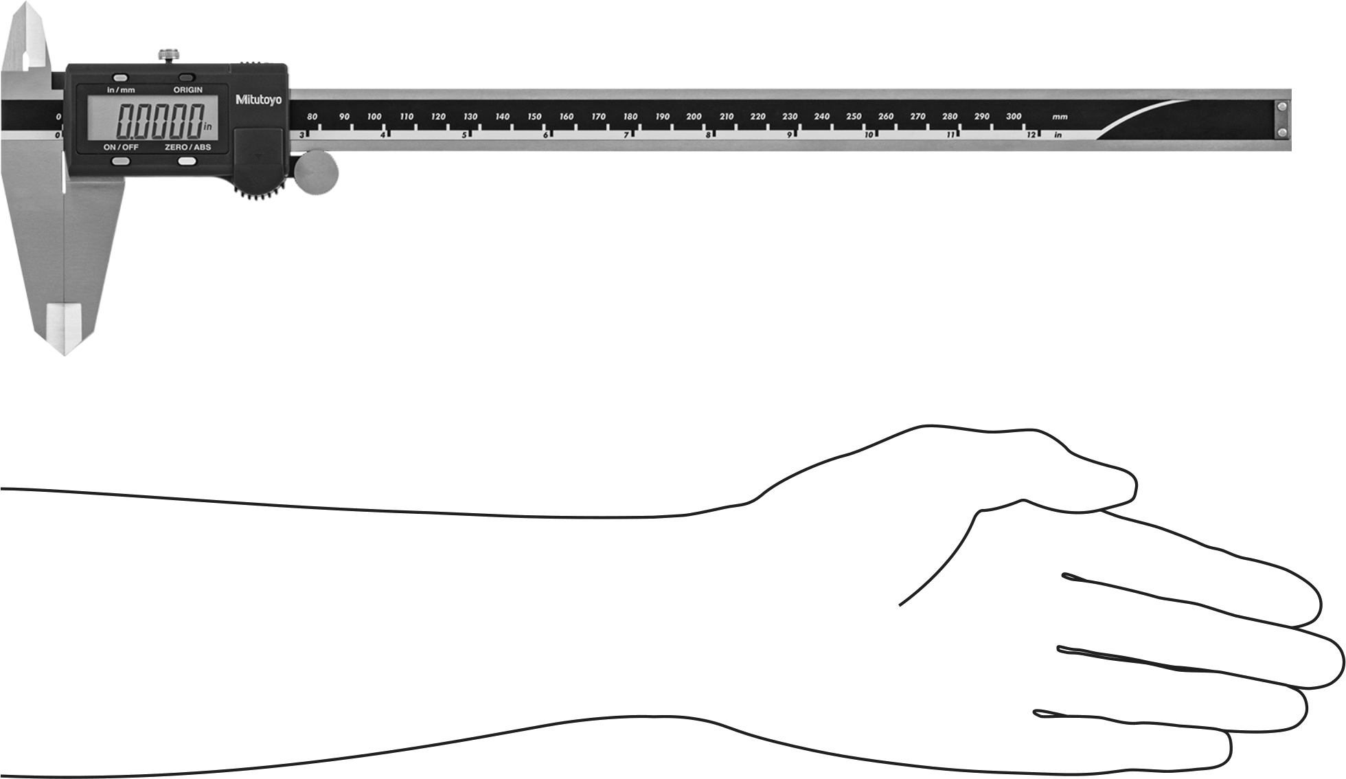 Mitutoyo Dijital Kaliper, SPC Veri Çıkışı ile, 16" Toplam Uzunluk, Model 500-173-30