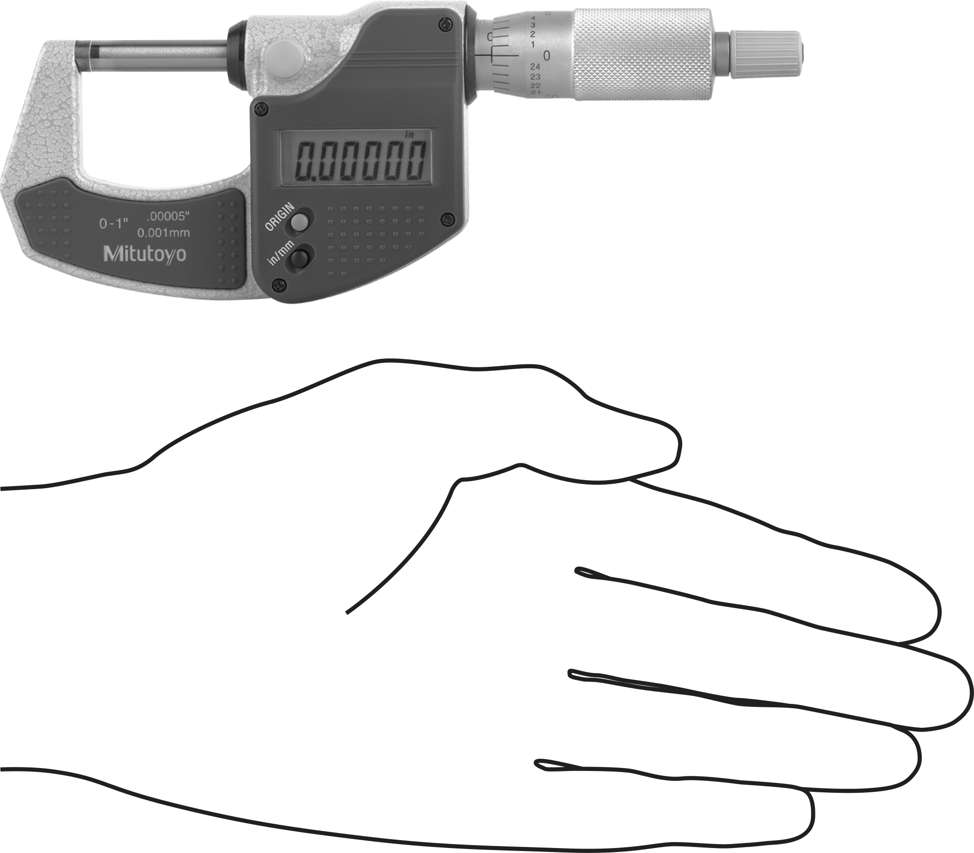 Mitutoyo Elektronik Dış Mikrometre, NIST Sertifikalı ve Cırcırlı Durdurma Yüksüğü, Model 293-831-32