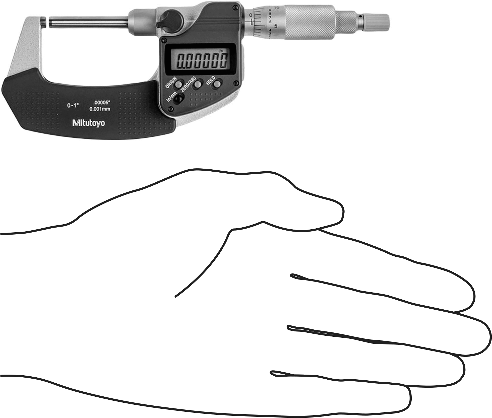 Mitutoyo Elektronik Dış Mikrometre, SPC Veri Çıkışı ve Cırcır-Durdurucu ile, Model 406-350-30