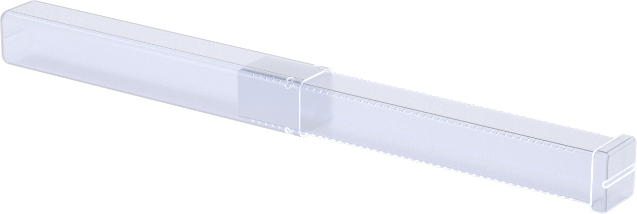 Uzunluğu Ayarlanabilir Nakliye Tüpü, Şeffaf, 0,95“ Kare x 8” ila 14" İç Uzunluk