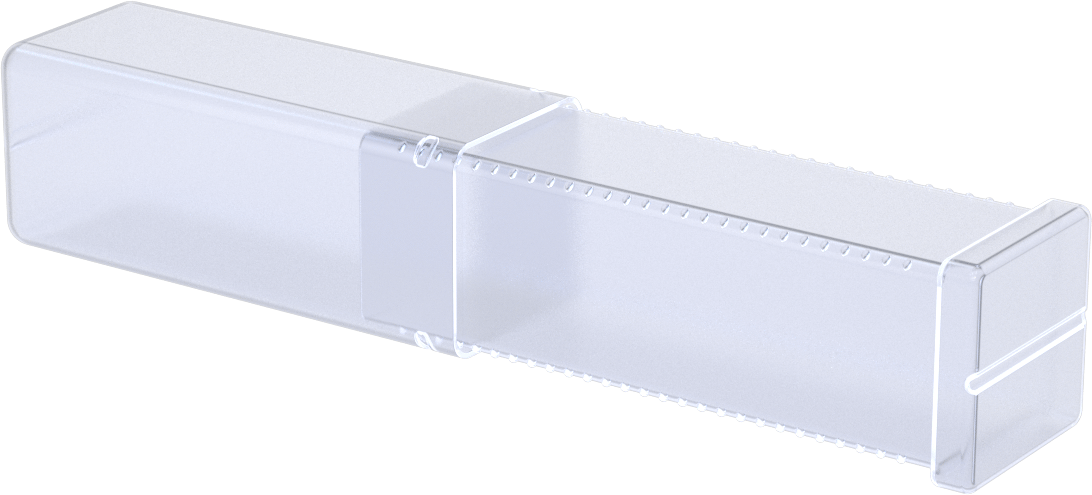 Uzunluğu Ayarlanabilir Nakliye Tüpü, Şeffaf, 1,38“ Kare x 5” ila 8" İç Uzunluk