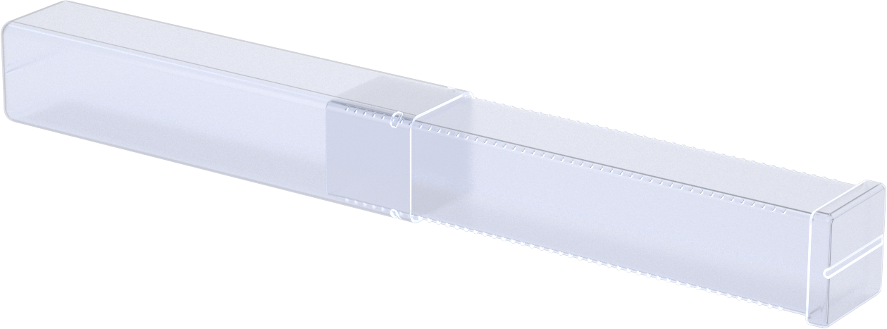 Uzunluğu Ayarlanabilir Nakliye Tüpü, Şeffaf, 1,38“ Kare x 8” ila 14" İç Uzunluk
