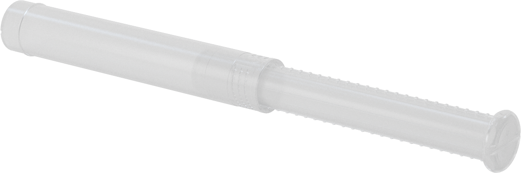 Uzunluğu Ayarlanabilir Nakliye Tüpü, Yuvarlak, Bükümlü Kilit, Şeffaf, 0.51" ID, 5“-8” İç Uzunluk