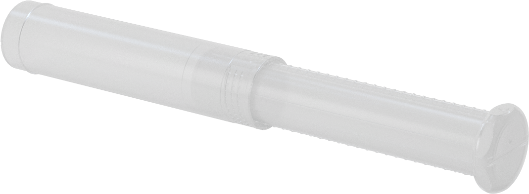 Uzunluğu Ayarlanabilir Nakliye Tüpü, Yuvarlak, Bükümlü Kilit, Şeffaf, 0.79" ID, 5“-8” İç Uzunluk
