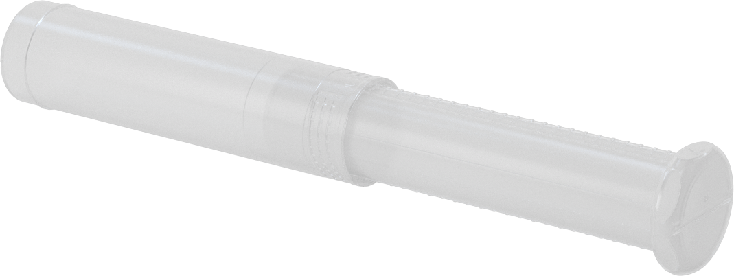Uzunluğu Ayarlanabilir Nakliye Tüpü, Yuvarlak, Bükümlü Kilit, Şeffaf, 0.87" ID, 5“-8” İç Uzunluk