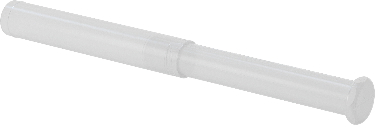 Uzunluğu Ayarlanabilir Nakliye Tüpü, Yuvarlak, Bükerek kilitleme, Şeffaf, 1.02" ID, 8“-14” İç Uzunluk