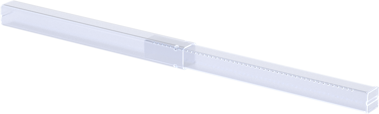 Uzunluğu Ayarlanabilir Nakliye Tüpü, Şeffaf, 0,55“ Kare x 8” ila 14" İç Uzunluk