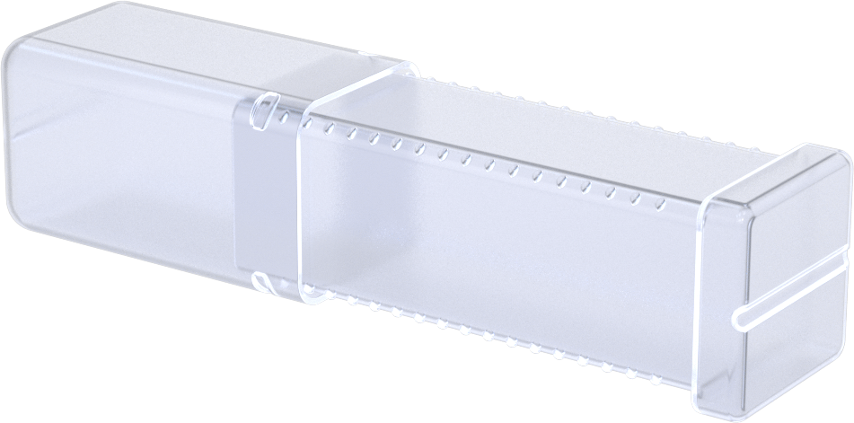 Uzunluğu Ayarlanabilir Nakliye Tüpü, Şeffaf, 1“ Kare x 3” ila 5" İç Uzunluk