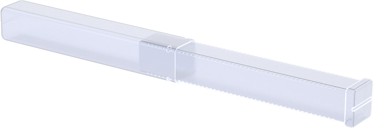 Uzunluğu Ayarlanabilir Nakliye Tüpü, Şeffaf, 1“ Kare x 8” ila 14" İç Uzunluk