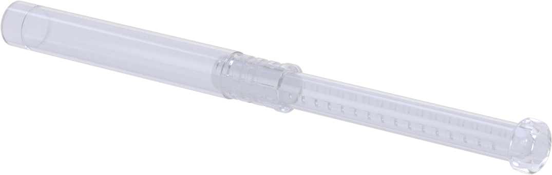 Uzunluğu Ayarlanabilir Nakliye Tüpü, Yuvarlak, Bükümlü Kilit, Şeffaf, 0.40" ID, 5“-8” İç Uzunluk
