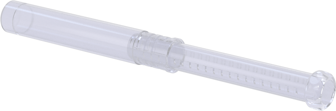 Uzunluğu Ayarlanabilir Nakliye Tüpü, Yuvarlak, Bükümlü Kilit, Şeffaf, 0.51" ID, 5“-8” İç Uzunluk