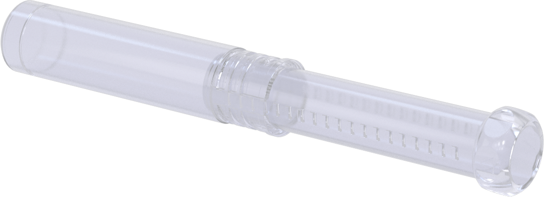 Uzunluğu Ayarlanabilir Nakliye Tüpü, Yuvarlak, Bükümlü Kilit, Şeffaf, 0.79" ID, 5“-8” İç Uzunluk