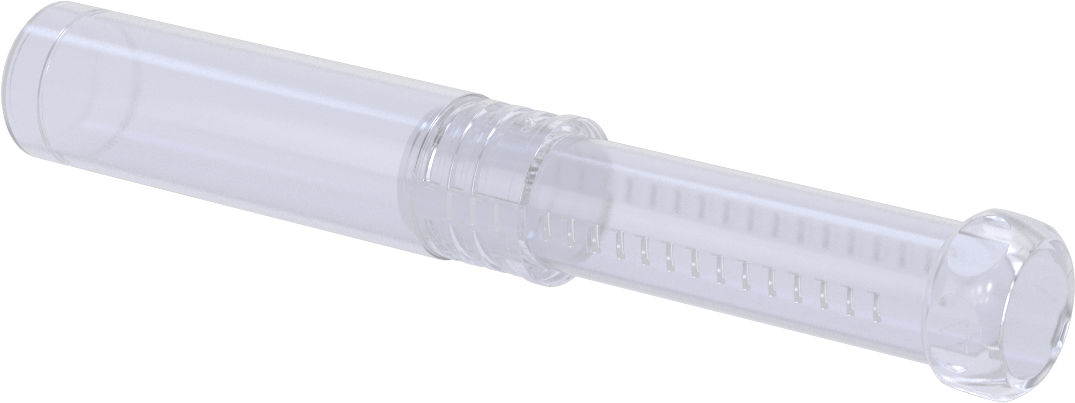 Uzunluğu Ayarlanabilir Nakliye Tüpü, Yuvarlak, Bükümlü Kilit, Şeffaf, 0.87" ID, 5“-8” İç Uzunluk