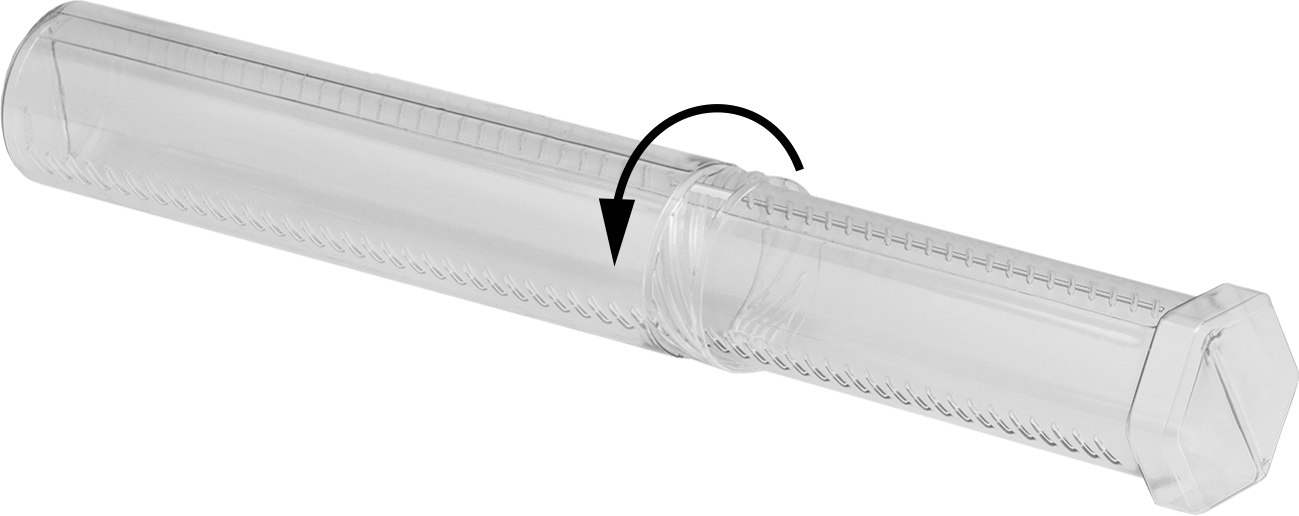 Uzunluğu Ayarlanabilir Nakliye Tüpü, Yuvarlak, Bükümlü Kilit, Şeffaf, 1.38" ID, 5“-8” İç Uzunluk