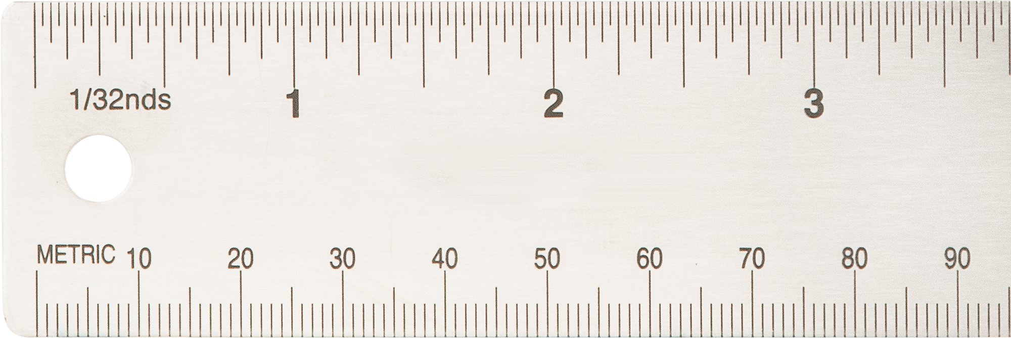 Korozyona Dayanıklı Paslanmaz Çelik Cetvel, 24 inç Uzunluk, 1-1/4" Genişlik, İnç ve Metrik Ölçü İşaretleri