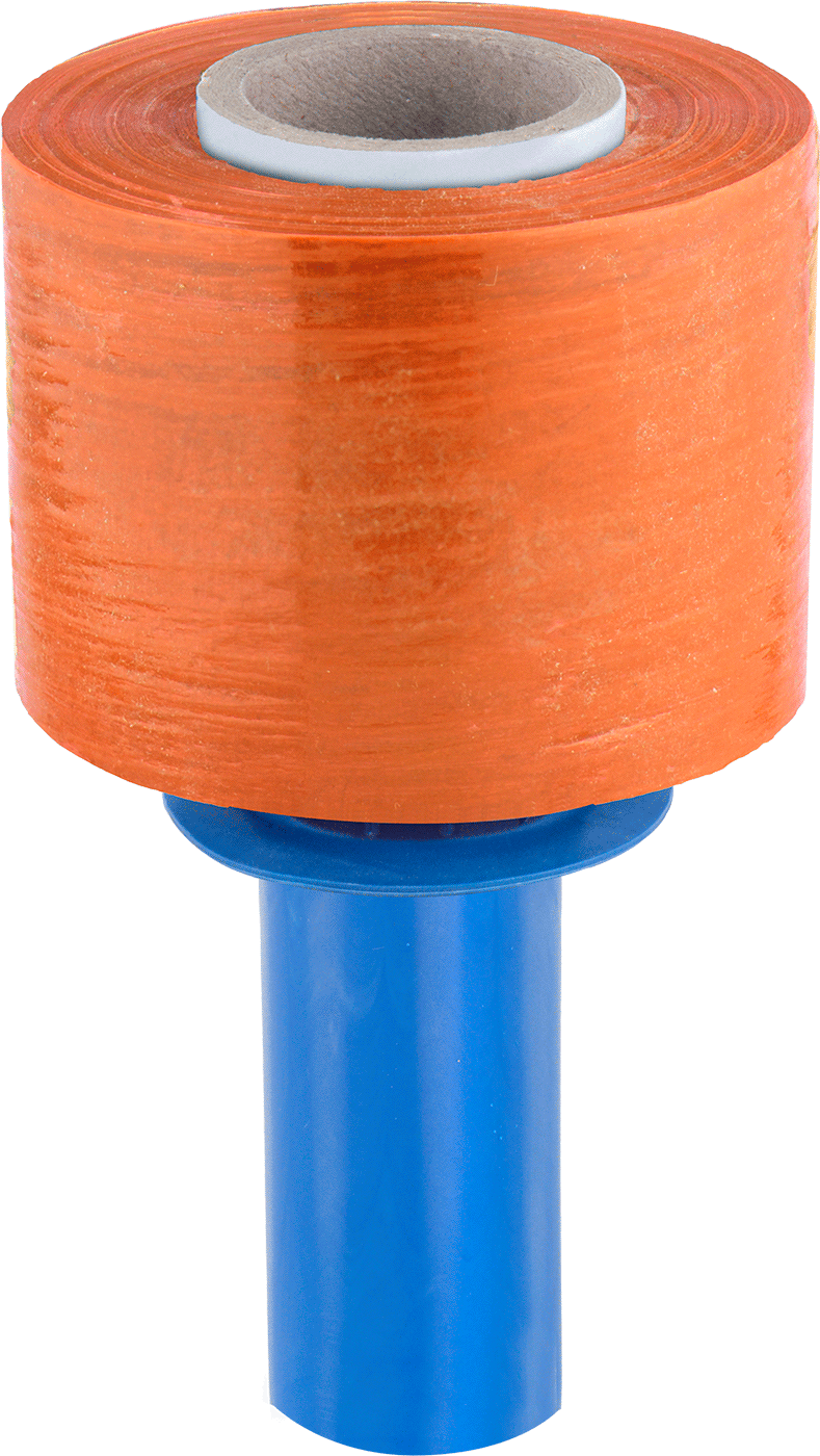 Plastik Saplı Streç Sarma, Yarı Şeffaf Turuncu, 3" Genişlik x 1000 Fit Uzunluk, 80 Gauge