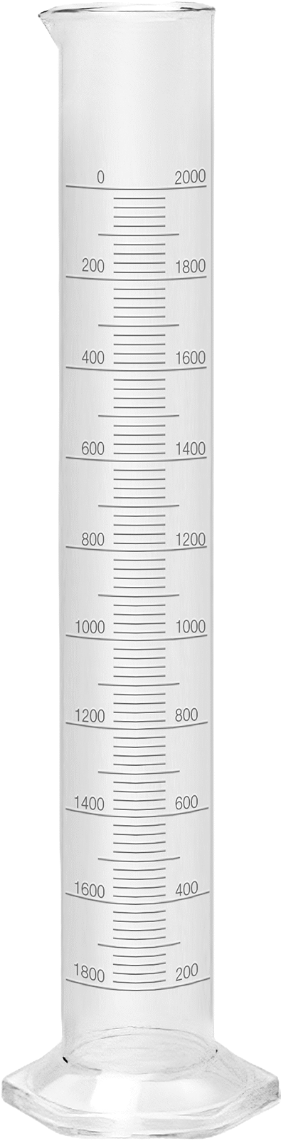 Borosilikat Cam Ölçülü Silindir, Sınıf A, 2000 ml Kapasite