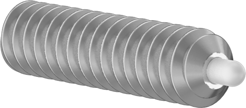 Paslanmaz Çelik Gövde ve Asetal Burunlu Uzun Burunlu Yaylı Piston, 6-32 Diş Boyutu, 1 ila 1,6 lb. Burun Kuvveti