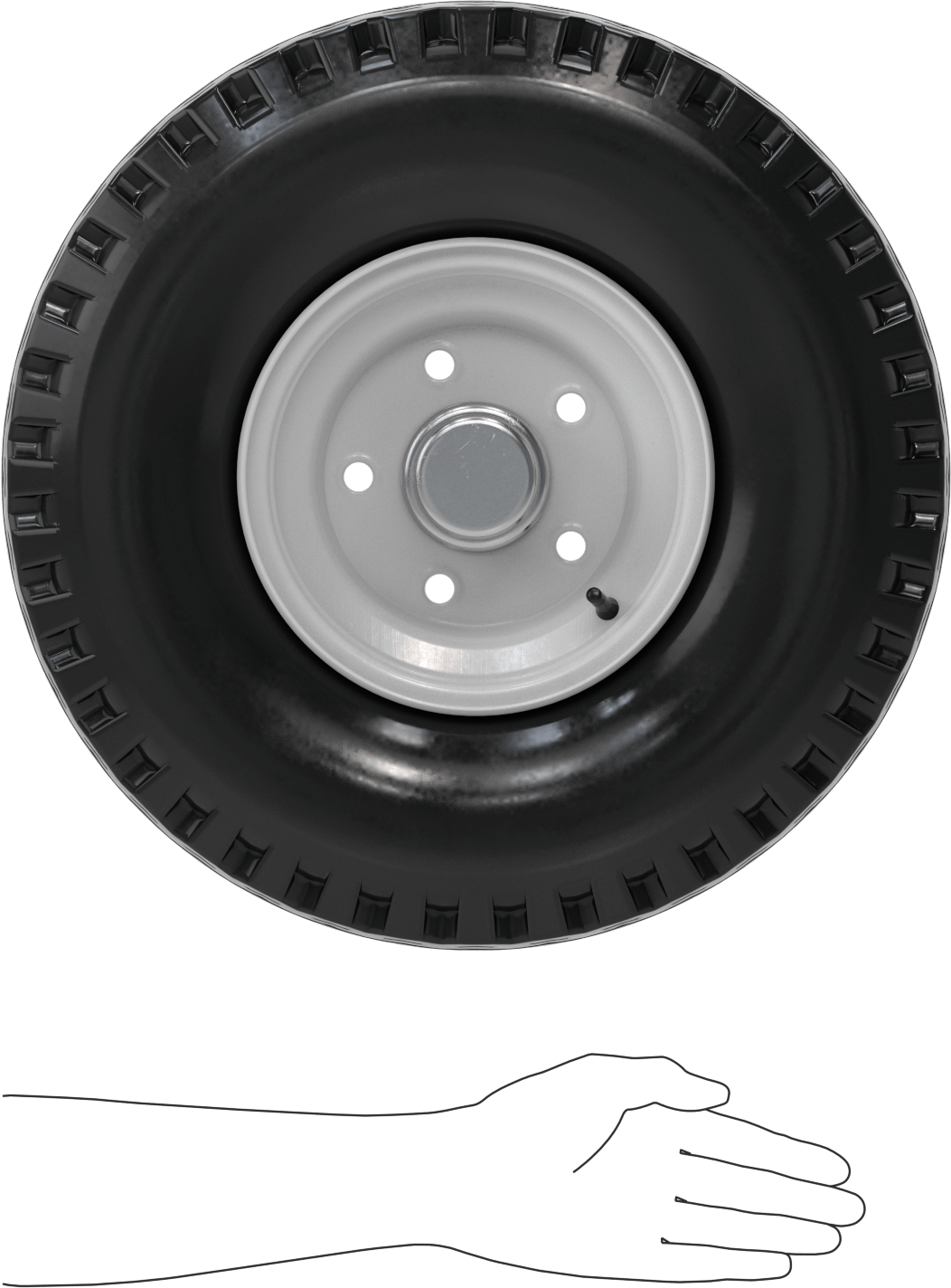 Otoyol Kullanımı için Çelik Göbekli Pnömatik Römork Tekerleği, 18-1/8“ Çap x 5-13/16” Genişlik, 1075 lb. @ 100 PSI Tekerlek Başına