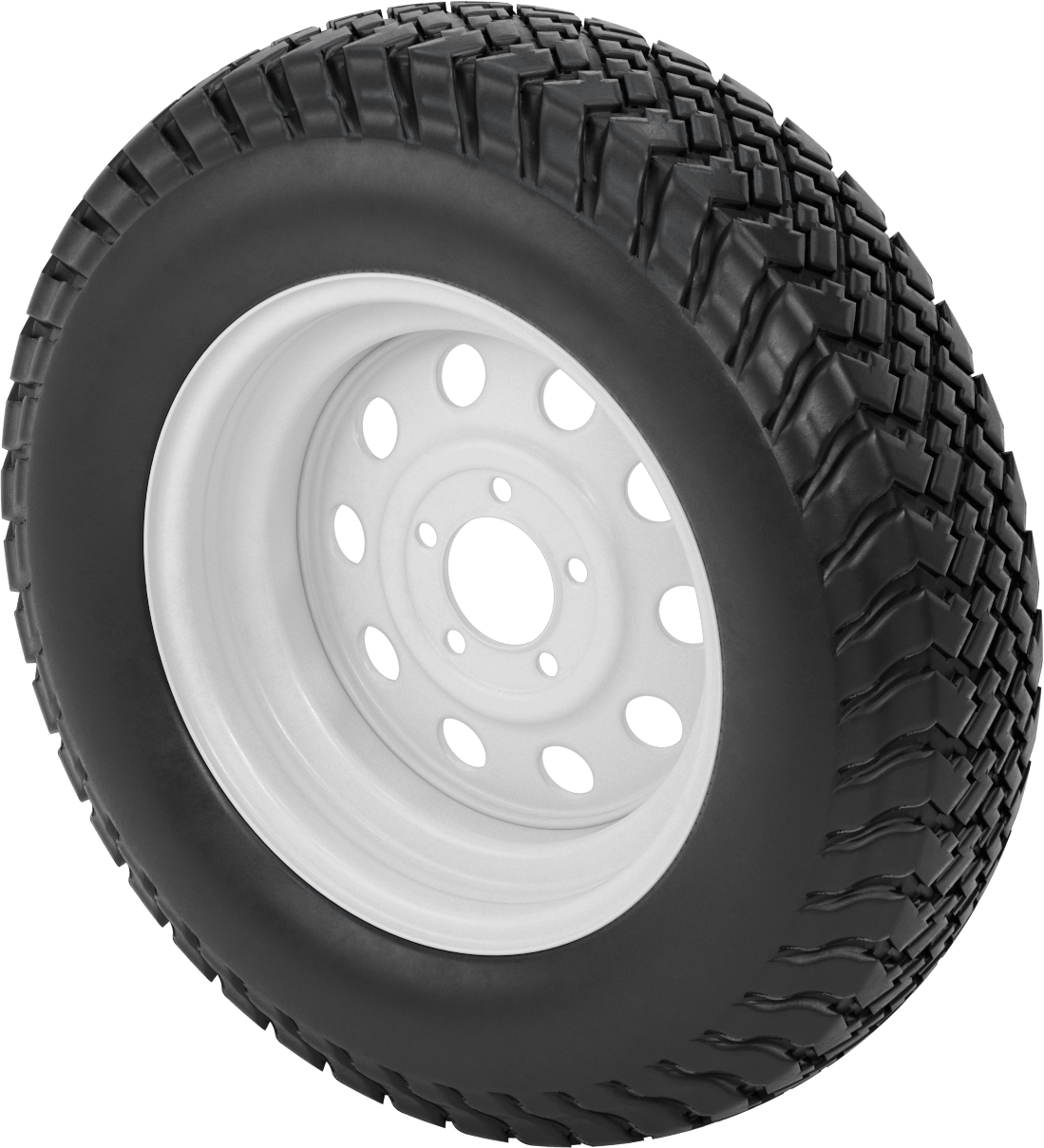 Otoyol Kullanımı için Çelik Göbekli Pnömatik Römork Tekerleği, 5 Montaj Deliği, 27-1/4“ Çap x 7-5/8” Genişlik