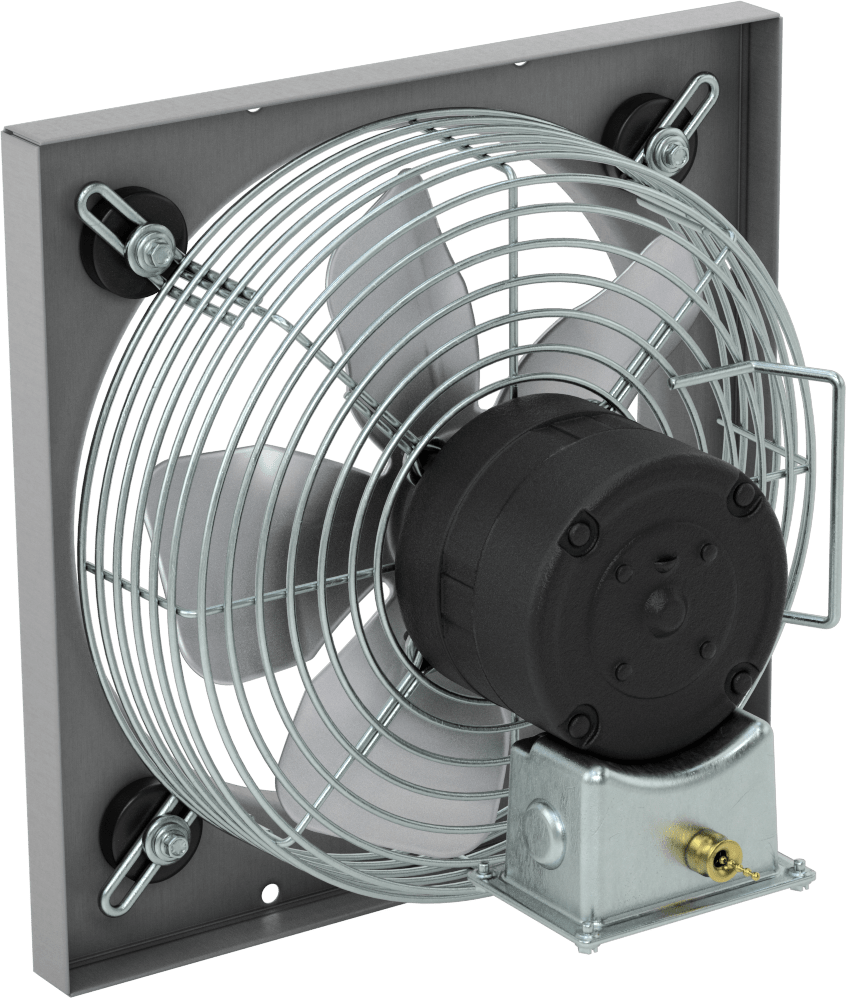Toz Geçirmez Doğrudan Tahrikli Duvara Monte Egzoz Fanı, 10" Çaplı Bıçak ile, 120V AC, 680 CFM Hava Akışı