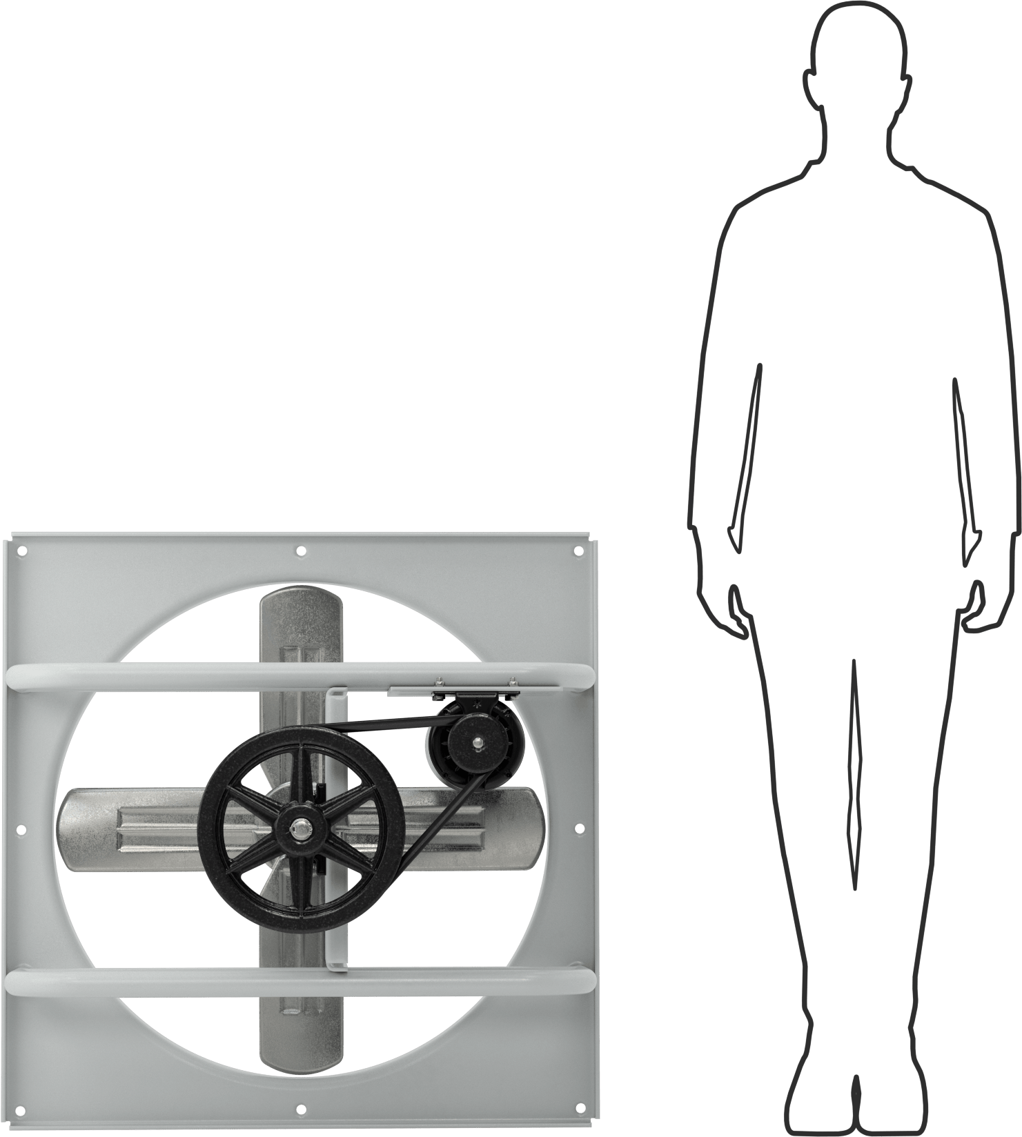 Kemer Tahrikli Duvara Monte Egzoz Fanı, 30" Çaplı Bıçak, 120V AC